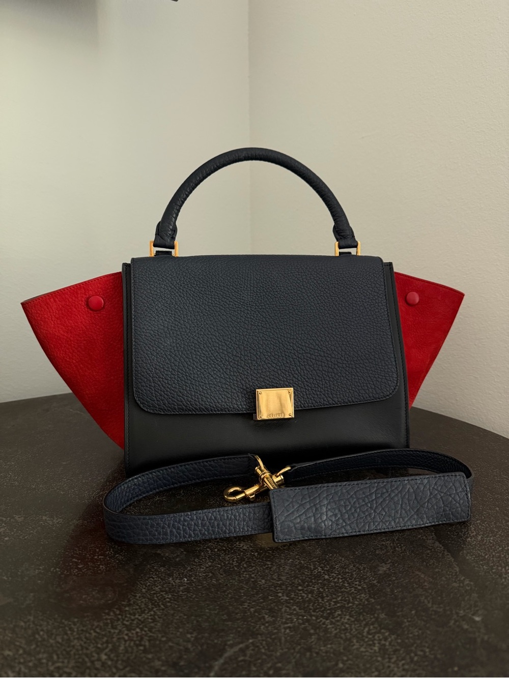 Celine Trapeze Bag with Gold Hardware and Shoulder Strap - Pre-Loved